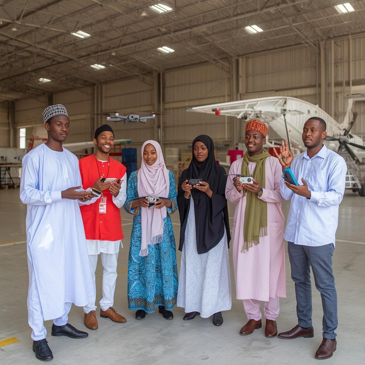 Students during hangar-based aviation training